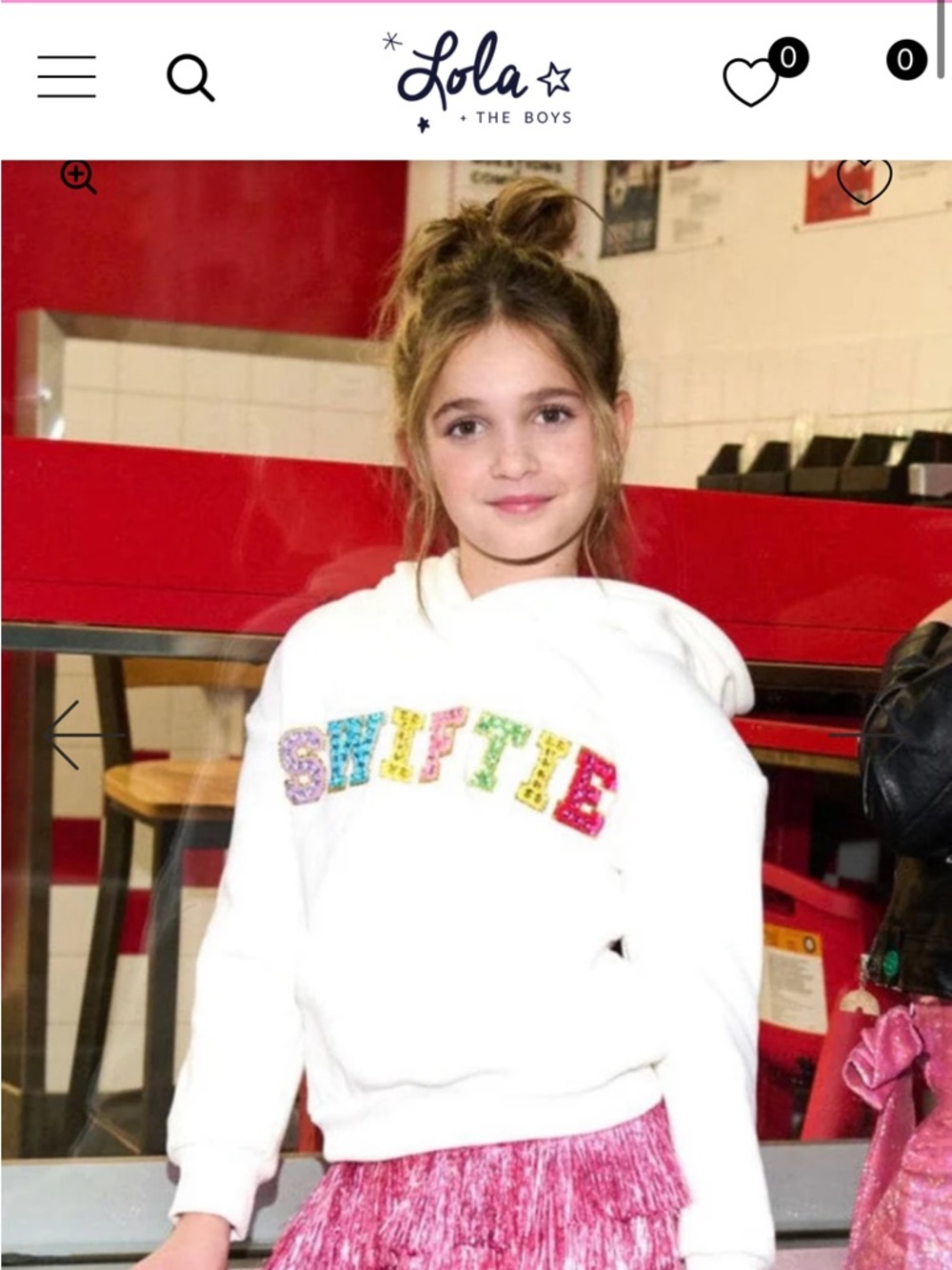 Lola + The Boys White Hoodie with Multicolor 'SWIFTIE' Embroidery 6 LN